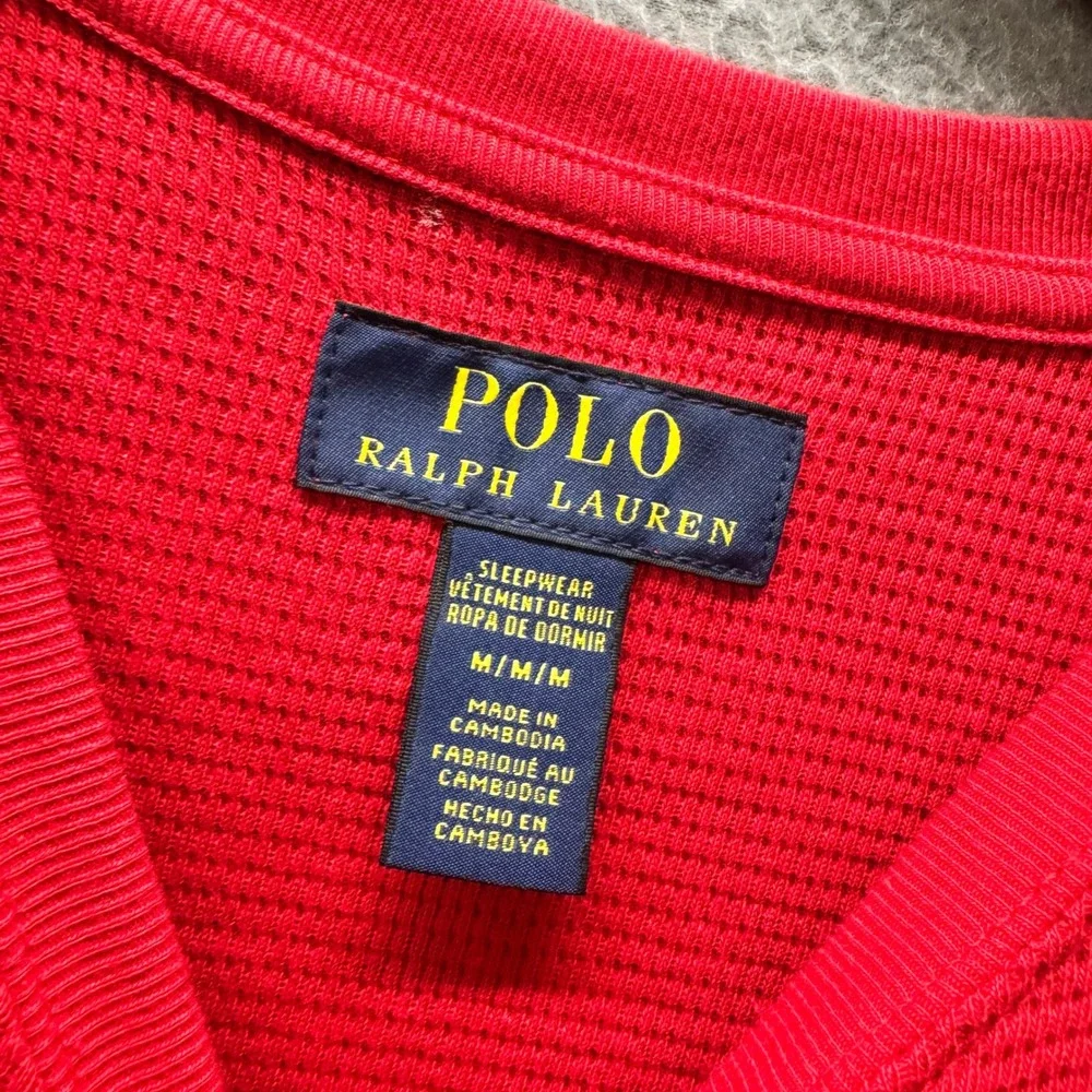 Polo Ralph Lauren Pajama Top Sleepwear Mens Medium Waffle Knit Thermal Red NEW